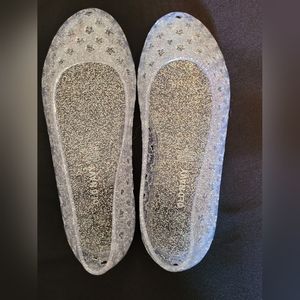 Old Navy Jelly shoes, little girls size 1, clear with glitter
